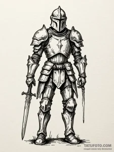 Apocalyptic knight with bone armor, tattoo fl... - эскиз тату (№1752530087_0, 14.07.2025 21:54) — Tatufoto.com