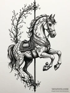 Carousel horse made of bone and withered vine... - эскиз тату (№1752530343_0, 14.07.2025 21:59) — Tatufoto.com