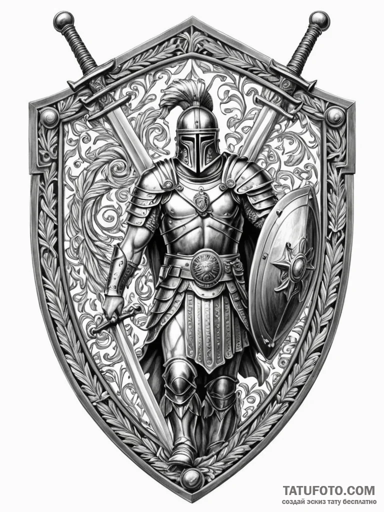Crossed gladius swords behind a roman legiona… — эскиз тату (№1752530513_0, 14.07.2025 22:01) — Tatufoto.com