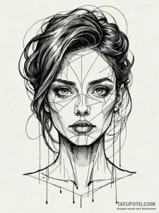Glitch art portrait, artistic tattoo sketch,... - эскиз тату (№1752530599_0, 14.07.2025 22:03) — Tatufoto.com