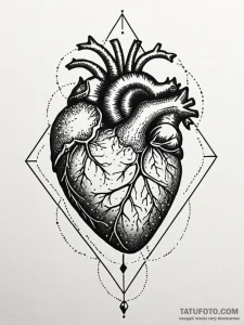 Anatomical heart encased in a crystal geode,... - эскиз тату (№1752531364_0, 14.07.2025 22:16) — Tatufoto.com