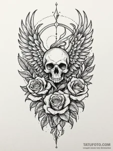 Bone phoenix in skeletal form, tattoo flash s... - эскиз тату (№1752531449_0, 14.07.2025 22:17) — Tatufoto.com
