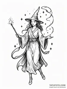 Magic wand casting a spell - эскиз тату (№1752532046_0, 14.07.2025 22:27) — Tatufoto.com
