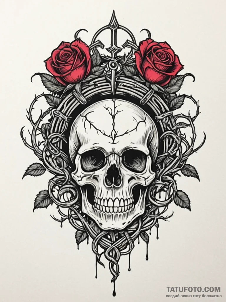 Iron serpent crowned with roots, artistic tat... - эскиз тату (№1752532556_0, 14.07.2025 22:35) — Tatufoto.com