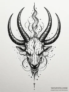 Horned relic devouring celestial flame, tatto... - эскиз тату (№1752533751_0, 14.07.2025 22:55) — Tatufoto.com