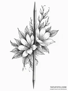 Relic spear beneath spectral bloom, artistic... - эскиз тату (№1752534263_0, 14.07.2025 23:04) — Tatufoto.com