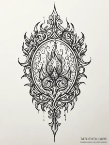 Iron gates crowned with flame, tattoo sketch... - эскиз тату (№1752534605_0, 14.07.2025 23:10) — Tatufoto.com