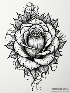 Abyssal rose with blood tears, ink illustrati... - эскиз тату (№1752535205_0, 14.07.2025 23:20) — Tatufoto.com