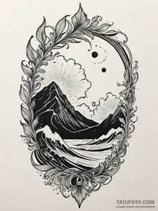Black sands swirling with spirits, ink illust... - эскиз тату (№1752535290_0, 14.07.2025 23:21) — Tatufoto.com