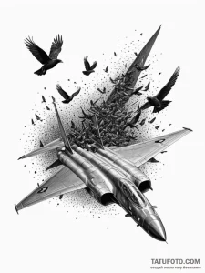 Lockheed sr-71 blackbird dissolving into a fl... - эскиз тату (№1752535375_0, 14.07.2025 23:22) — Tatufoto.com