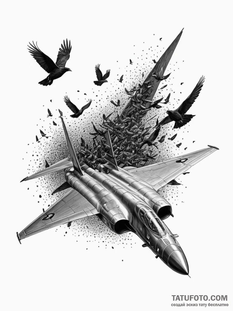 Lockheed sr-71 blackbird dissolving into a fl... - эскиз тату (№1752535375_0, 14.07.2025 23:22) — Tatufoto.com