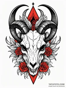 Goat skull, tattoo flash sheet design, black... - эскиз тату (№1752535631_0, 14.07.2025 23:27) — Tatufoto.com