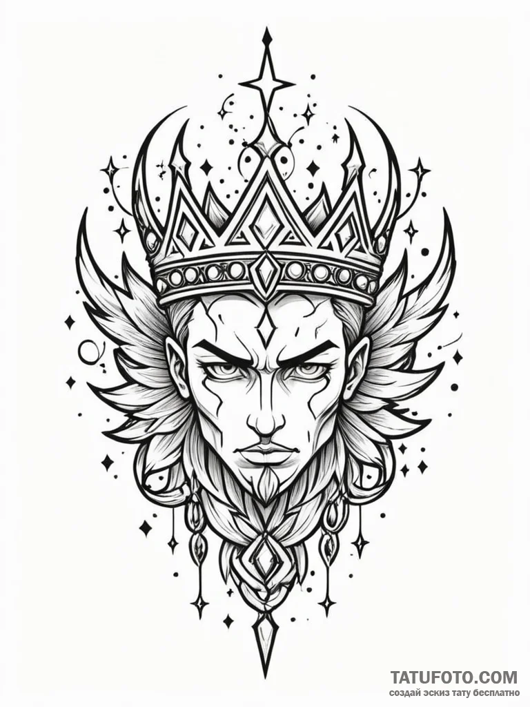 Hollow relic crowned with stars, tattoo sketc... - эскиз тату (№1752535972_0, 14.07.2025 23:32) — Tatufoto.com