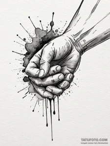 Man's hand holding a child's hand, tattoo ske... - эскиз тату (№1752536483_0, 14.07.2025 23:41) — Tatufoto.com