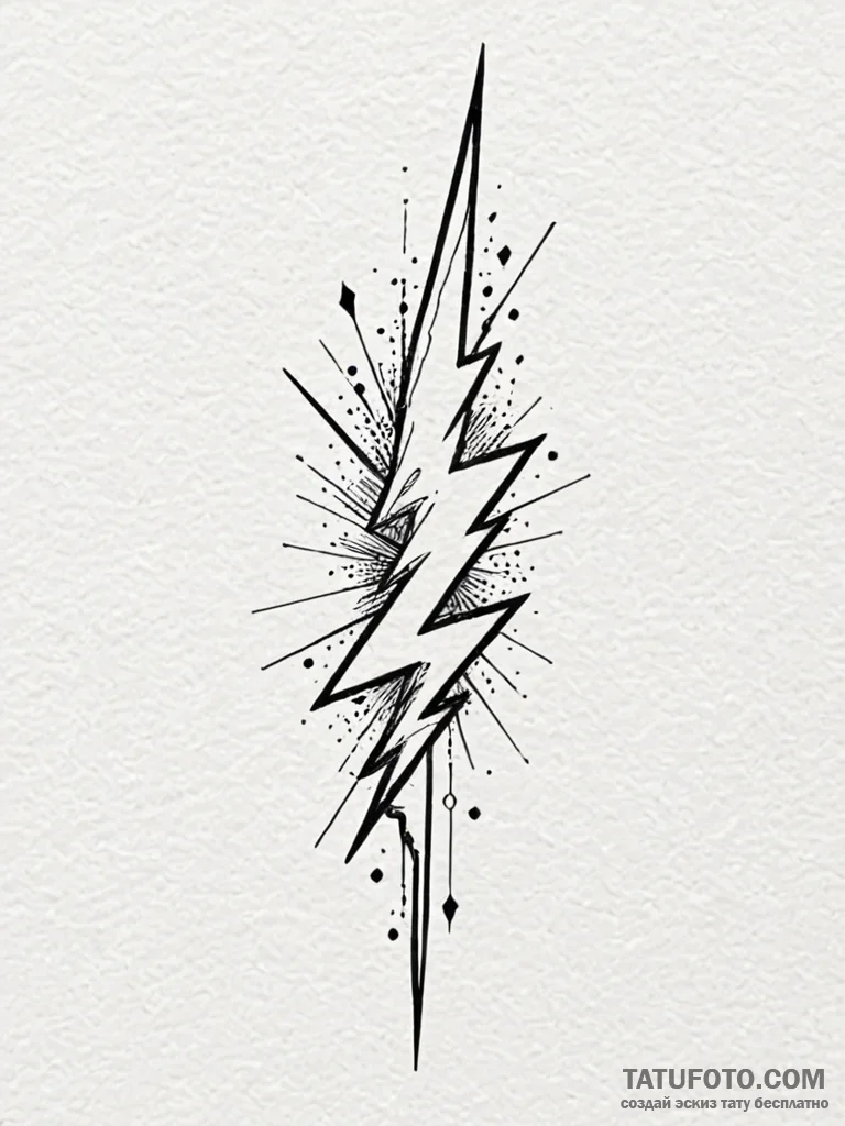 Lightning bolt, sharp and geometric, tattoo l... - эскиз тату (№1752537167_0, 14.07.2025 23:52) — Tatufoto.com