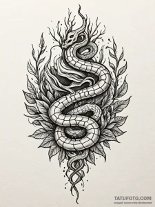 Hallowed serpent crowned with roots, tattoo f... - эскиз тату (№1752537547_0, 14.07.2025 23:59) — Tatufoto.com