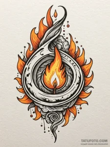 Cosmic flame spiraling upwards, tattoo flash... - эскиз тату (№1752537802_0, 15.07.2025 00:03) — Tatufoto.com