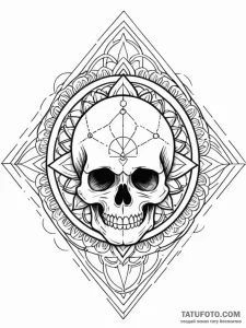 A filigree locket with a skull inside, ink il... - эскиз тату (№1752538144_0, 15.07.2025 00:09) — Tatufoto.com
