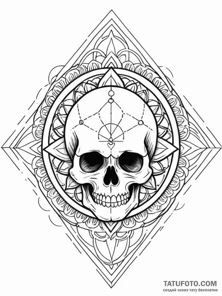 A filigree locket with a skull inside, ink il... - эскиз тату (№1752538144_0, 15.07.2025 00:09) — Tatufoto.com