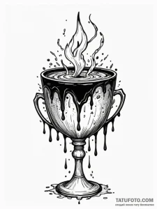Chalice overflowing with liquid darkness, tat... - эскиз тату (№1752538400_0, 15.07.2025 00:13) — Tatufoto.com