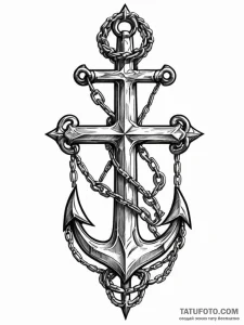 Ancient anchor with burning chains, ink illus... - эскиз тату (№1752538571_0, 15.07.2025 00:16) — Tatufoto.com