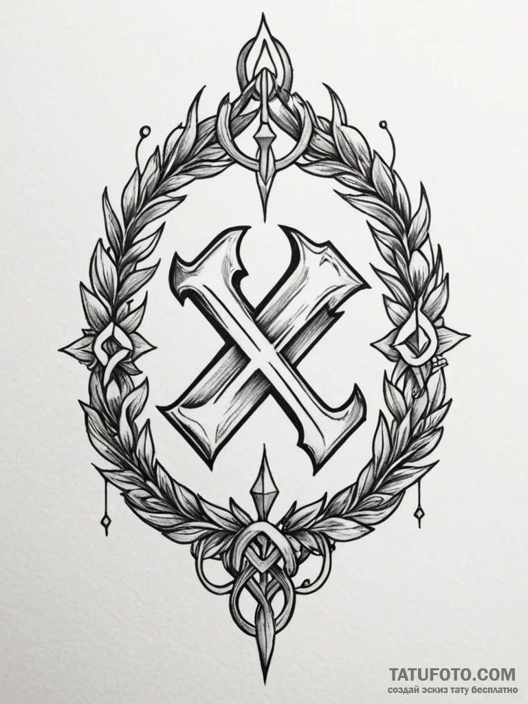 Rune, tattoo flash sheet design, minimalist a... - эскиз тату (№1752538656_0, 15.07.2025 00:17) — Tatufoto.com
