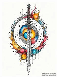 Dagger between twin moons, tattoo flash sheet... - эскиз тату (№1752538828_0, 15.07.2025 00:20) — Tatufoto.com