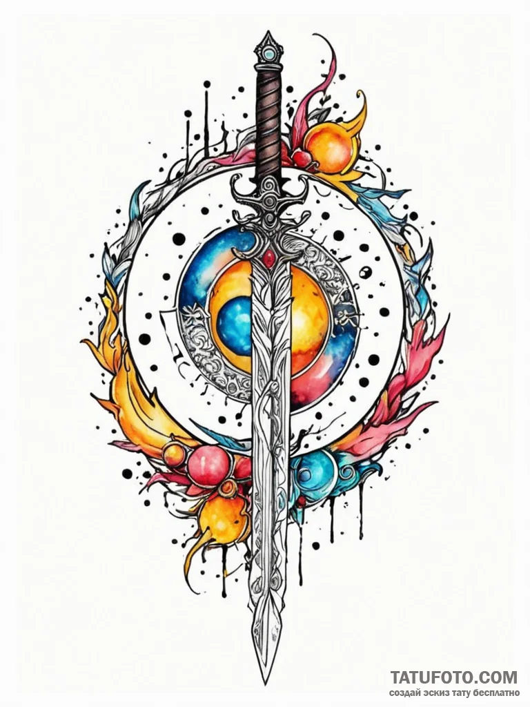 Dagger between twin moons, tattoo flash sheet... - эскиз тату (№1752538828_0, 15.07.2025 00:20) — Tatufoto.com