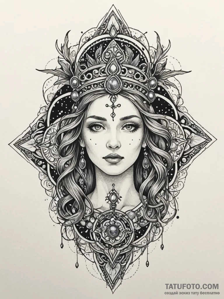 Locked relic crowned in stars, ink illustrati... - эскиз тату (№1752538915_0, 15.07.2025 00:21) — Tatufoto.com