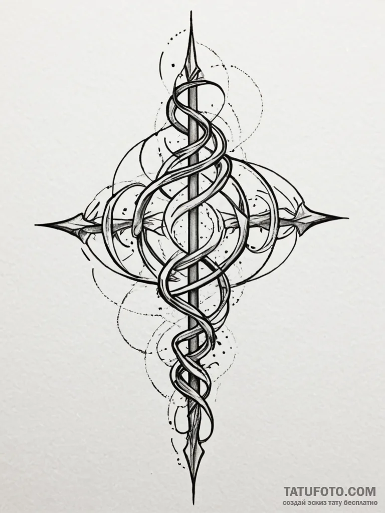 Ice tendrils spiraling skyward, tattoo sketch... - эскиз тату (№1752539087_0, 15.07.2025 00:24) — Tatufoto.com
