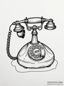 Vintage telephone, tattoo sketch design, on a... - эскиз тату (№1752539343_0, 15.07.2025 00:29) — Tatufoto.com