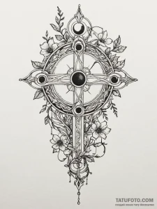 Eclipse vine sprouting bone flowers, tattoo l... - эскиз тату (№1752539429_0, 15.07.2025 00:30) — Tatufoto.com