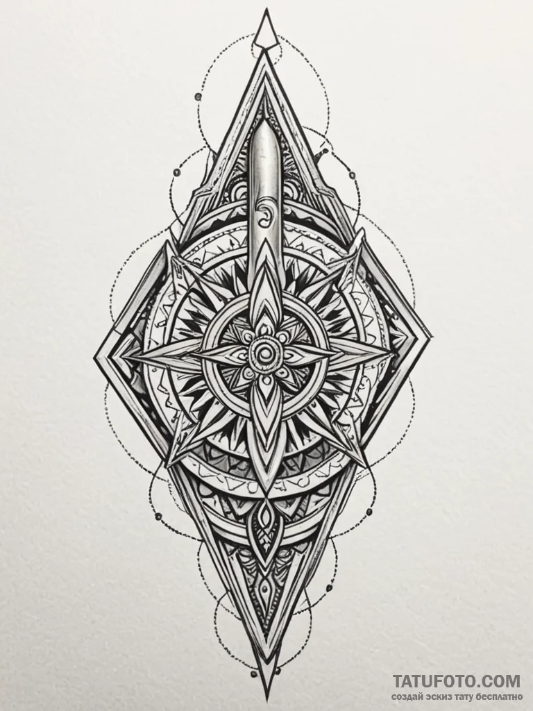 Gleaming dagger beneath bone spire, tattoo sk... - эскиз тату (№1752539599_0, 15.07.2025 00:33) — Tatufoto.com