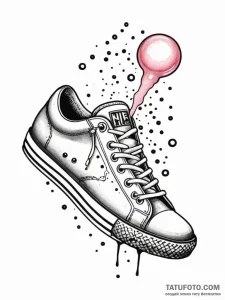 A whimsical bubble gum stuck to shoe, annoyin... - эскиз тату (№1752539684_0, 15.07.2025 00:34) — Tatufoto.com