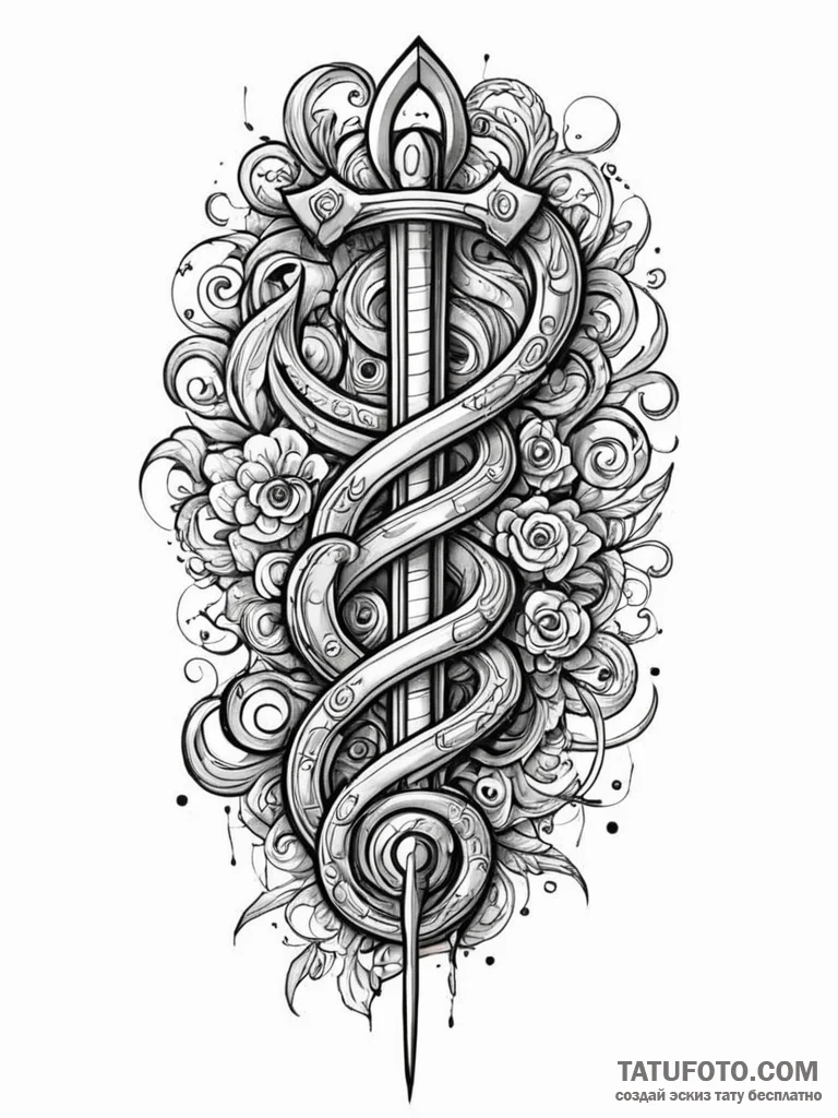 Rod of asclepius, the true symbol of medicine... - эскиз тату (№1752540111_0, 15.07.2025 00:41) — Tatufoto.com