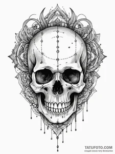 Skull with a data port in the temple, tattoo... - эскиз тату (№1752540281_0, 15.07.2025 00:44) — Tatufoto.com