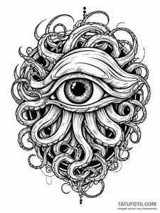Broken smartphone screen displaying a kraken'... - эскиз тату (№1752540366_0, 15.07.2025 00:46) — Tatufoto.com