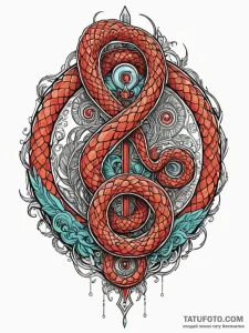 Crimson serpent coiled around blade, concept... - эскиз тату (№1752540453_0, 15.07.2025 00:47) — Tatufoto.com