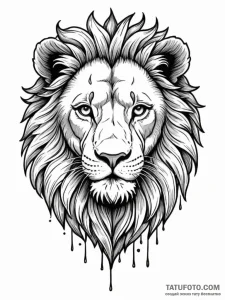 Ancient lion with crumbling mane, artistic ta... - эскиз тату (№1752540539_0, 15.07.2025 00:48) — Tatufoto.com