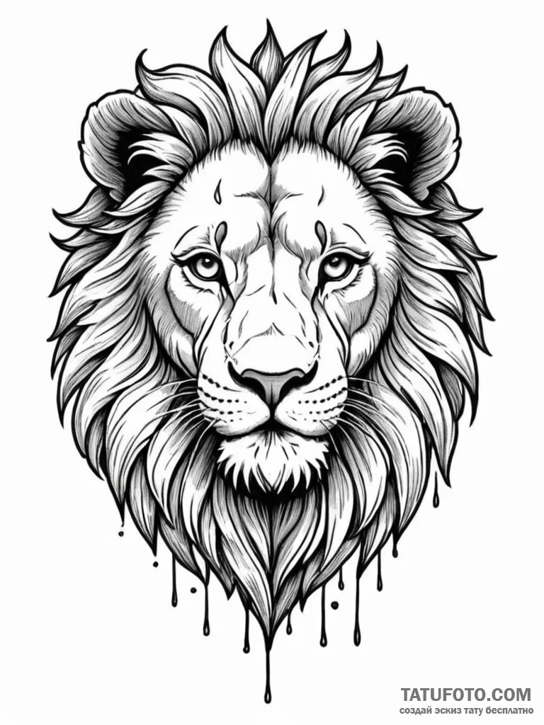 Ancient lion with crumbling mane, artistic ta… — эскиз тату (№1752540539_0, 15.07.2025 00:48) — Tatufoto.com