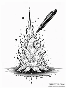 Fountain pen leaking a nebula onto parchment,... - эскиз тату (№1752540793_0, 15.07.2025 00:53) — Tatufoto.com
