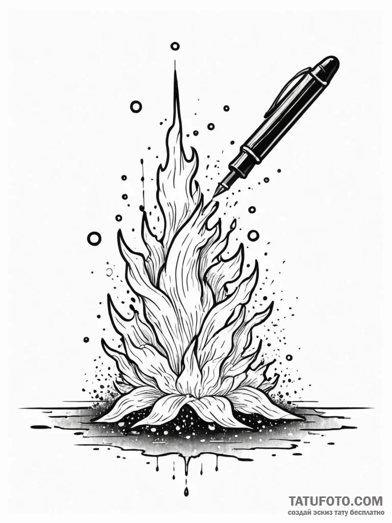 Fountain pen leaking a nebula onto parchment,… — эскиз тату (№1752540793_0, 15.07.2025 00:53) — Tatufoto.com