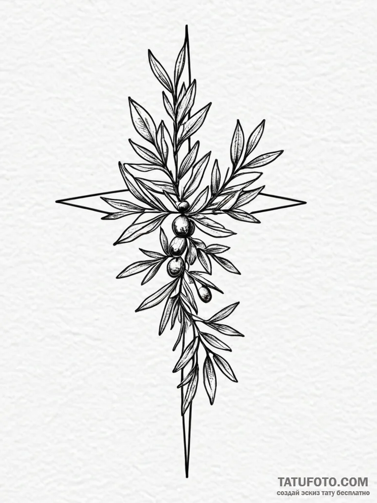 Olive branch, artistic tattoo sketch, clean l… — эскиз тату (№1752540878_0, 15.07.2025 00:54) — Tatufoto.com