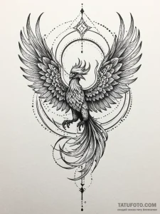 Ashen phoenix in flight, tattoo flash sheet d... - эскиз тату (№1752541259_0, 15.07.2025 01:00) — Tatufoto.com