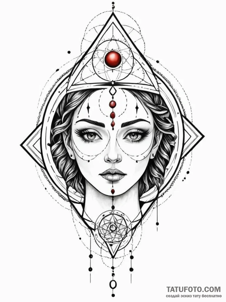 Blindfolded oracle with a third eye weeping n... - эскиз тату (№1752541770_0, 15.07.2025 01:09) — Tatufoto.com