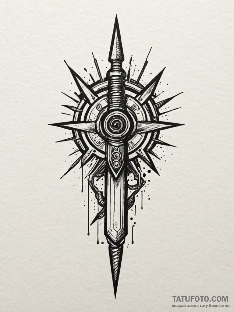 A powerful buzzsaw blade, industrial,, tattoo... - эскиз тату (№1752541940_0, 15.07.2025 01:12) — Tatufoto.com