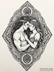Hades and persephone's embrace, tattoo sketch... - эскиз тату (№1752542281_0, 15.07.2025 01:18) — Tatufoto.com