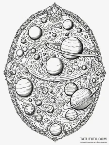 Parade of planets, artistic tattoo sketch, ae... - эскиз тату (№1752542366_0, 15.07.2025 01:19) — Tatufoto.com
