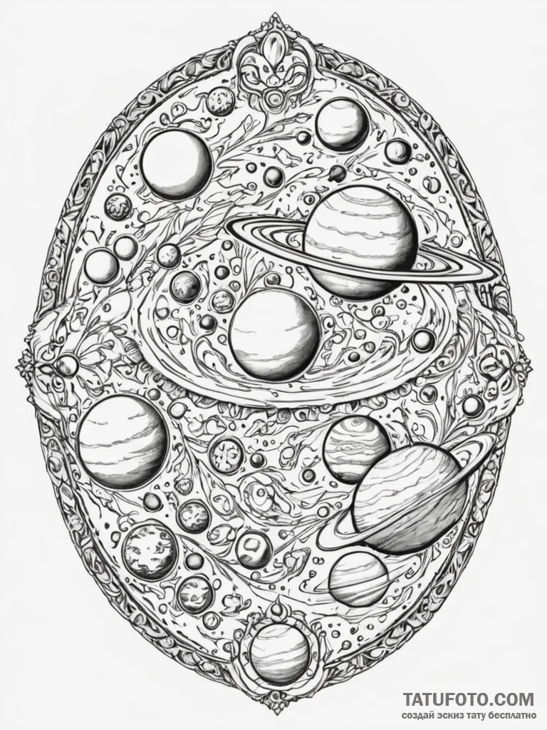 Parade of planets, artistic tattoo sketch, ae... - эскиз тату (№1752542366_0, 15.07.2025 01:19) — Tatufoto.com