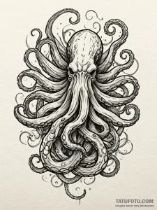Kraken tendrils in cosmic storm, concept art... - эскиз тату (№1752542451_0, 15.07.2025 01:20) — Tatufoto.com